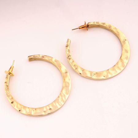 Hammered Round Hoop earring, Brass with 22k gold plated, Brass Jewelry